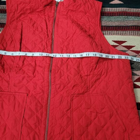 J. Jill Red Heritage Quilted Vest Sz 2X Lightweight Sleeveless Full Zip Front - Picture 7 of 8